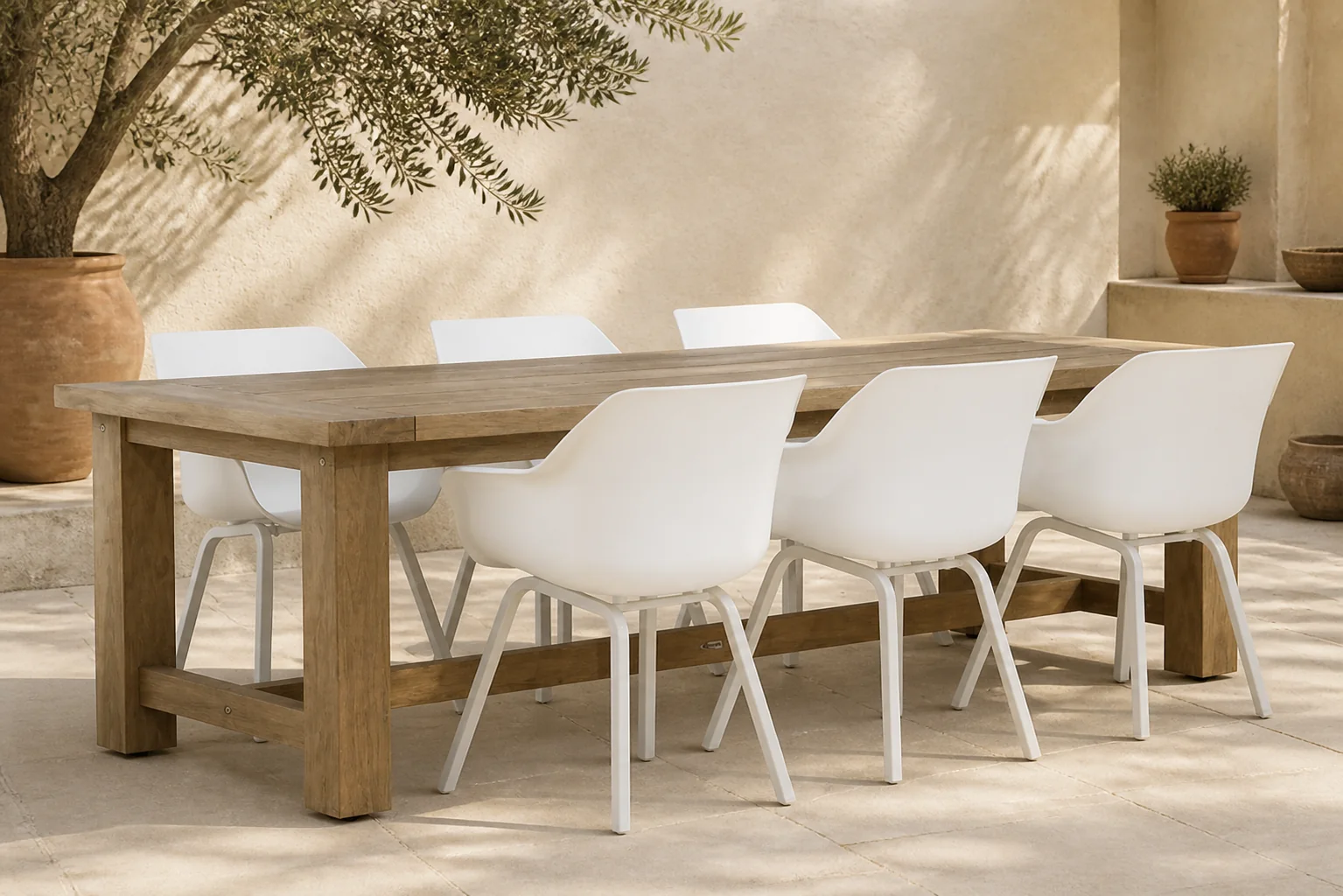 Sfeerfoto van Hartman Sophie element/Fourmile 260 cm dining tuinset 7-delig – Wit