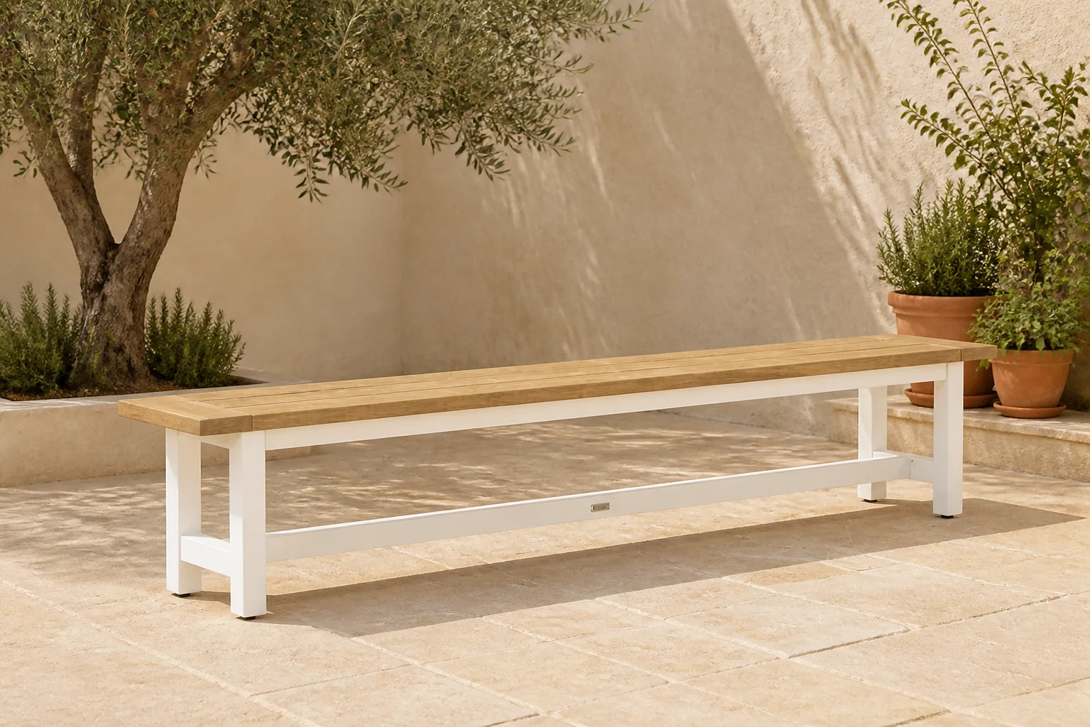 Sfeerfoto van Lifestyle Garden Furniture Los Angeles picknickbank 260 cm – Wit
