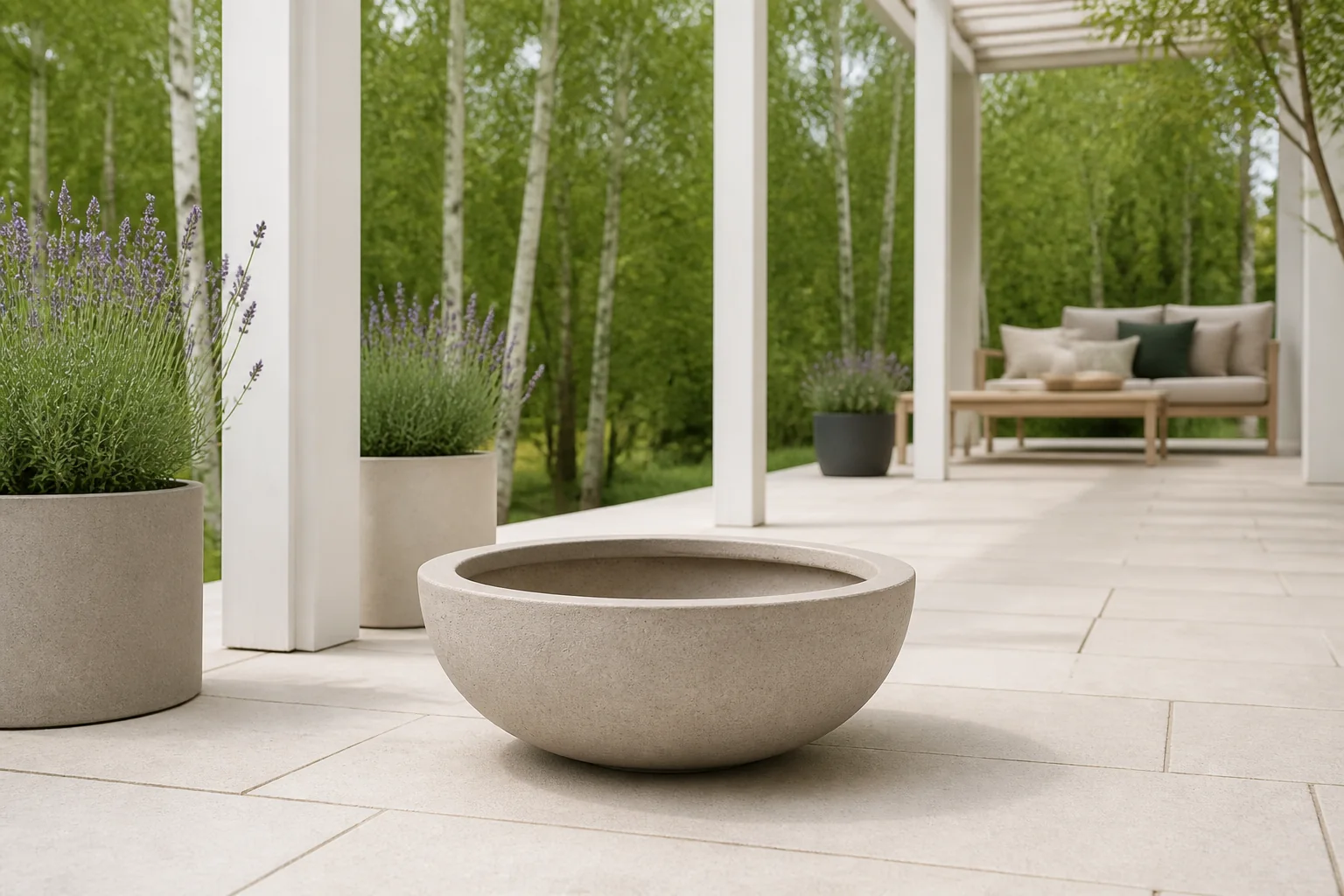Sfeerfoto van Luca Lifestyle + 10% kassakorting | Terreno Bowl bloempot M ø40cm (h:18cm) – Taupe