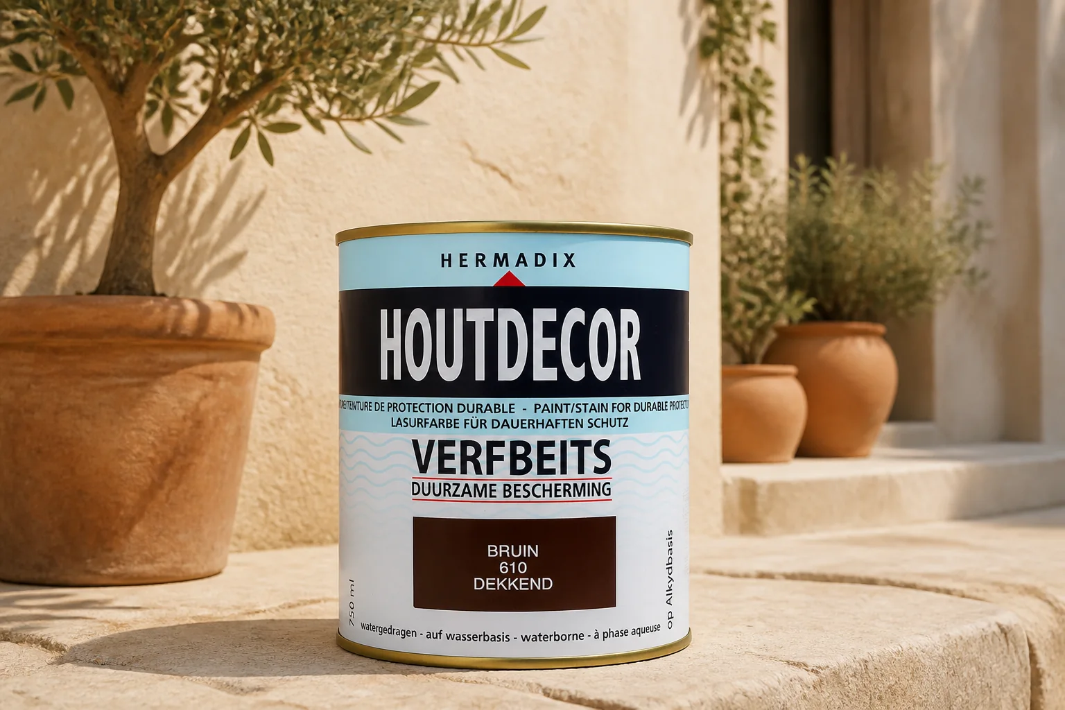 Sfeerfoto van Hermadix Houtdecor beits 610 bruin 750 ml