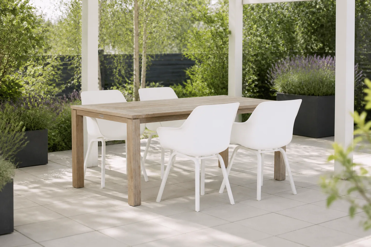 Sfeerfoto van Hartman Sophie element/Bristol 180 cm dining tuinset 5-delig – Wit