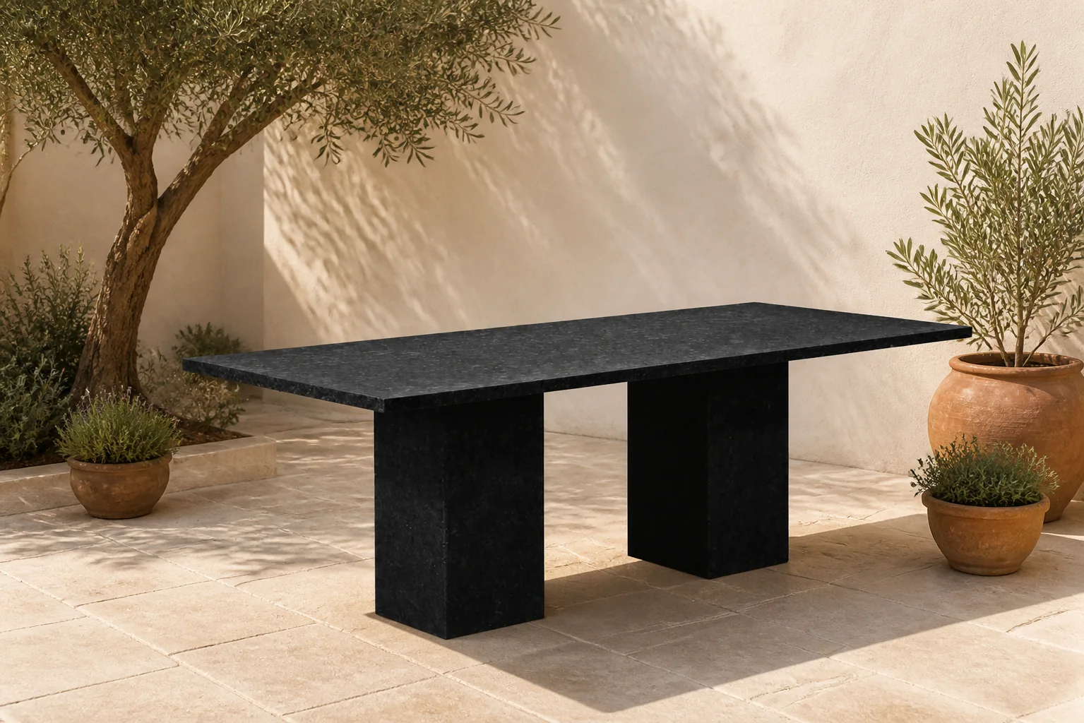 Sfeerfoto van Garden Collections Graniet dining tuintafel 220 x 100 cm – Zwart