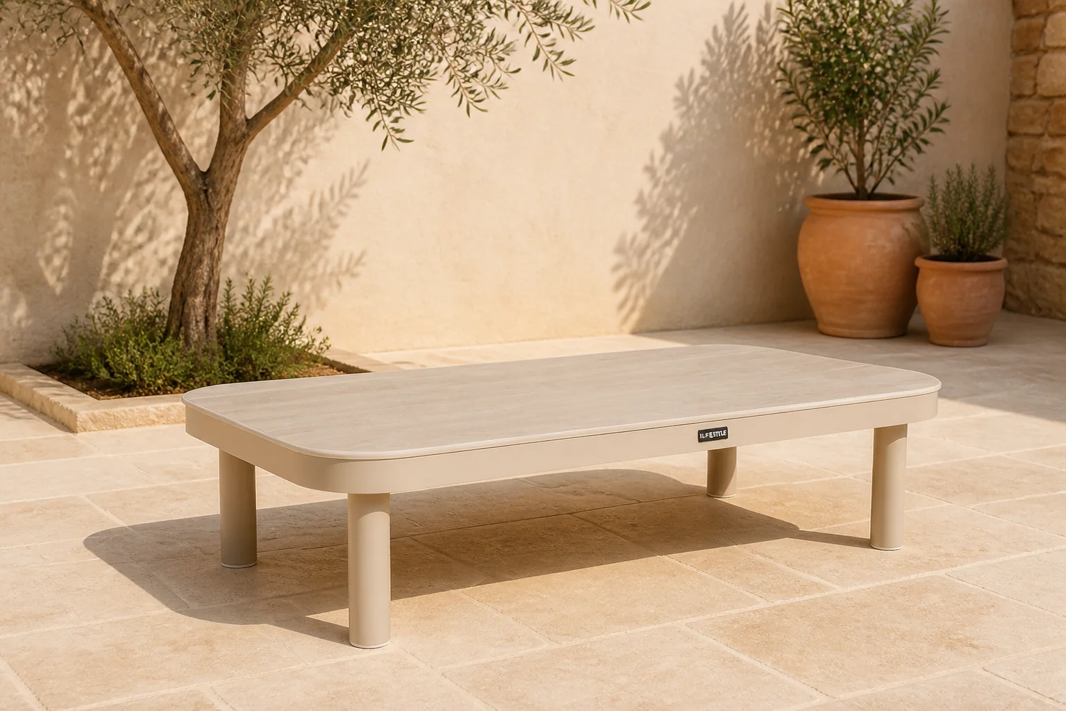 Sfeerfoto van Lifestyle Garden Furniture Solento loungetafel rechthoek – Zand/Beige