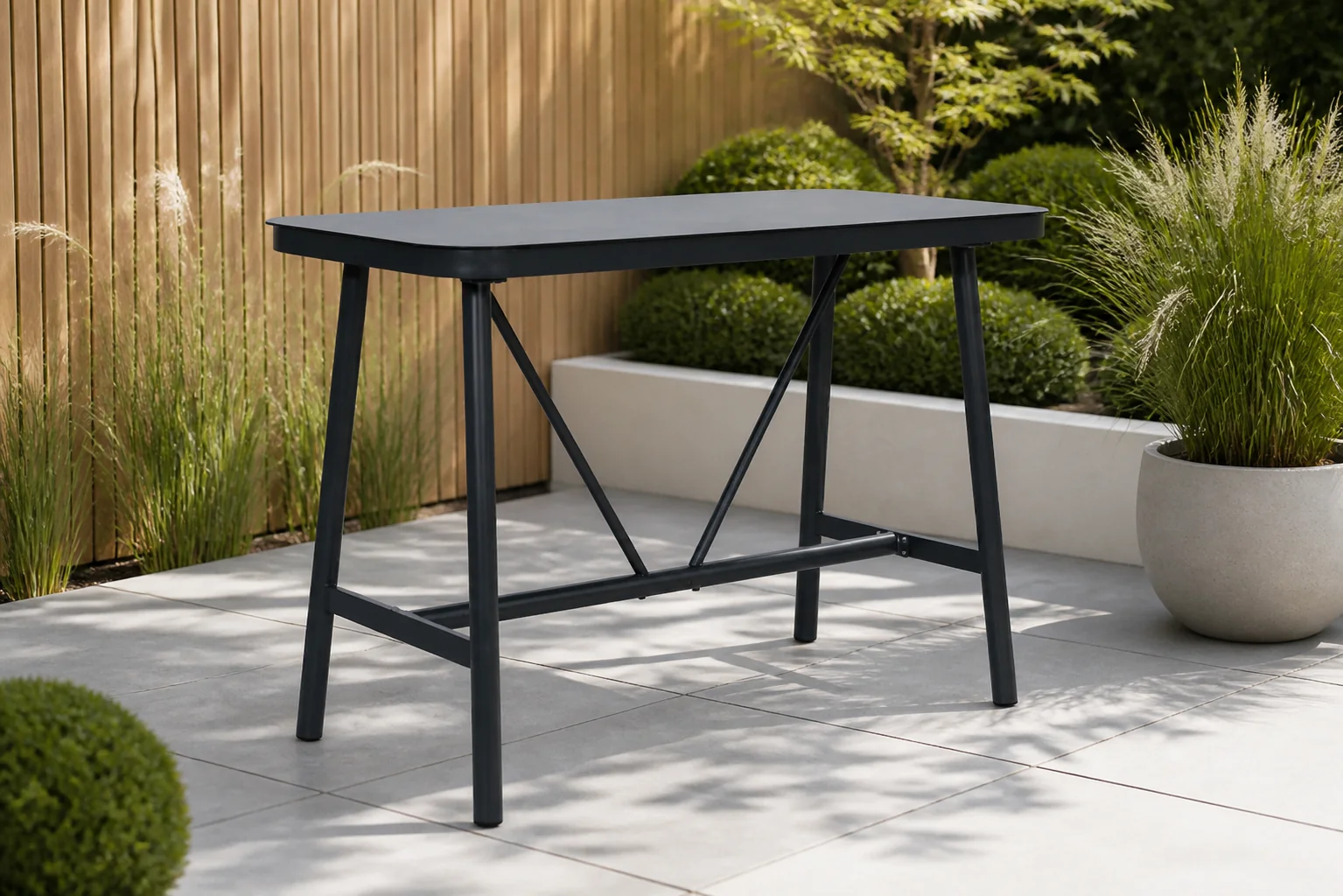 Sfeerfoto van Lifestyle Garden Furniture Tavano bartafel 150×75 cm antracite – Grijs-antraciet