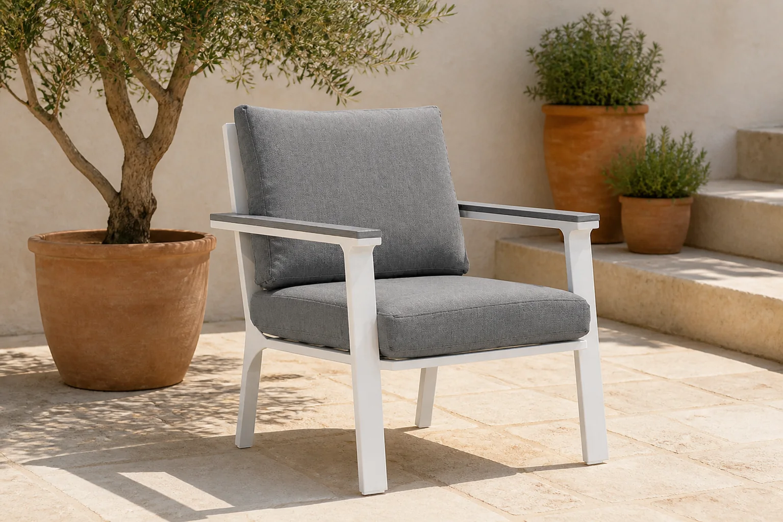 Sfeerfoto van Lifestyle Palazzo lounge tuinstoel – Wit