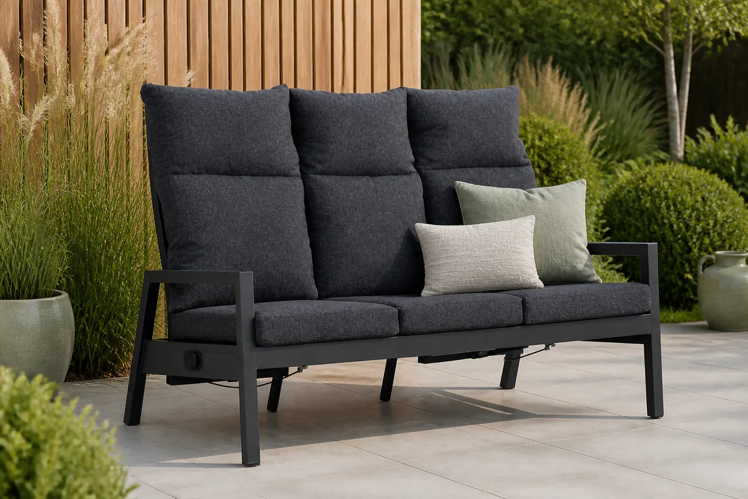 Sfeerfoto van Lifestyle Garden Furniture Venice lounge tuinbank 3-zits – Grijs-antraciet