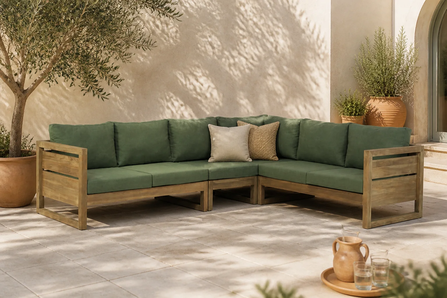 Sfeerfoto van Garden Collections Richmond hoek loungeset 4-delig – Old teak greywash