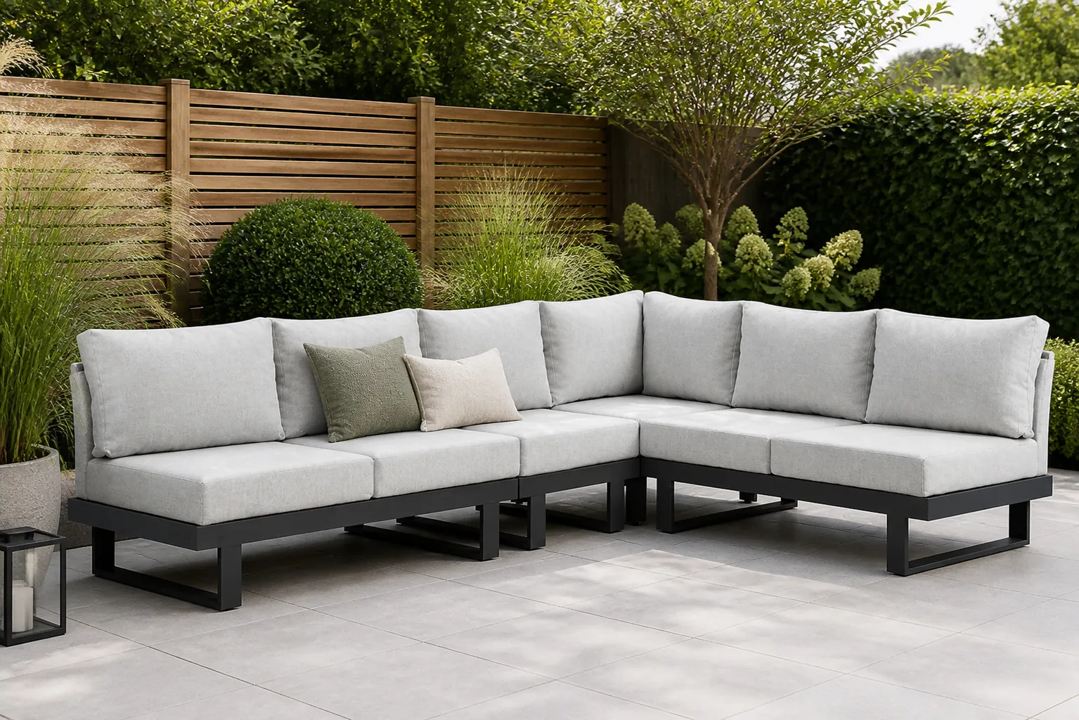 Sfeerfoto van Lifestyle Garden Furniture Lorenzo hoek loungeset 4-delig – Grijs-antraciet