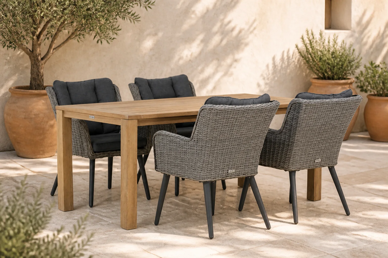 Sfeerfoto van Garden Collections Boston/Bristol 180 cm dining tuinset 5-delig – Grijs-antraciet
