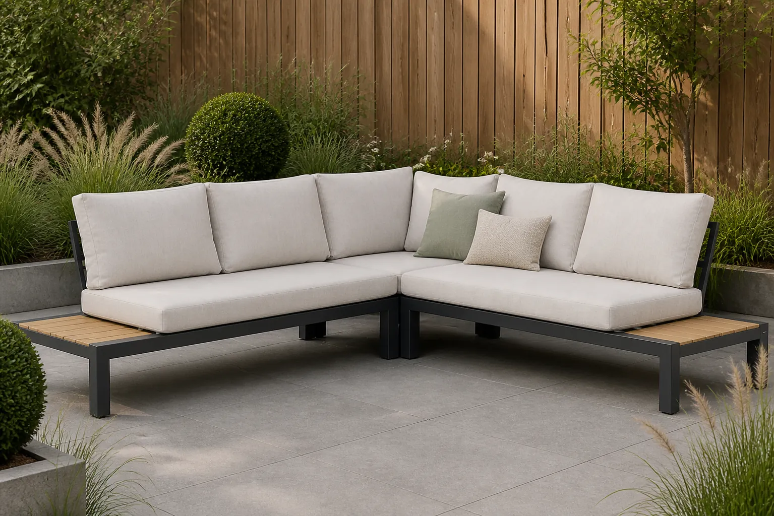 Sfeerfoto van Lifestyle Garden Furniture Navarra hoek loungeset 3-delig – Grijs-antraciet