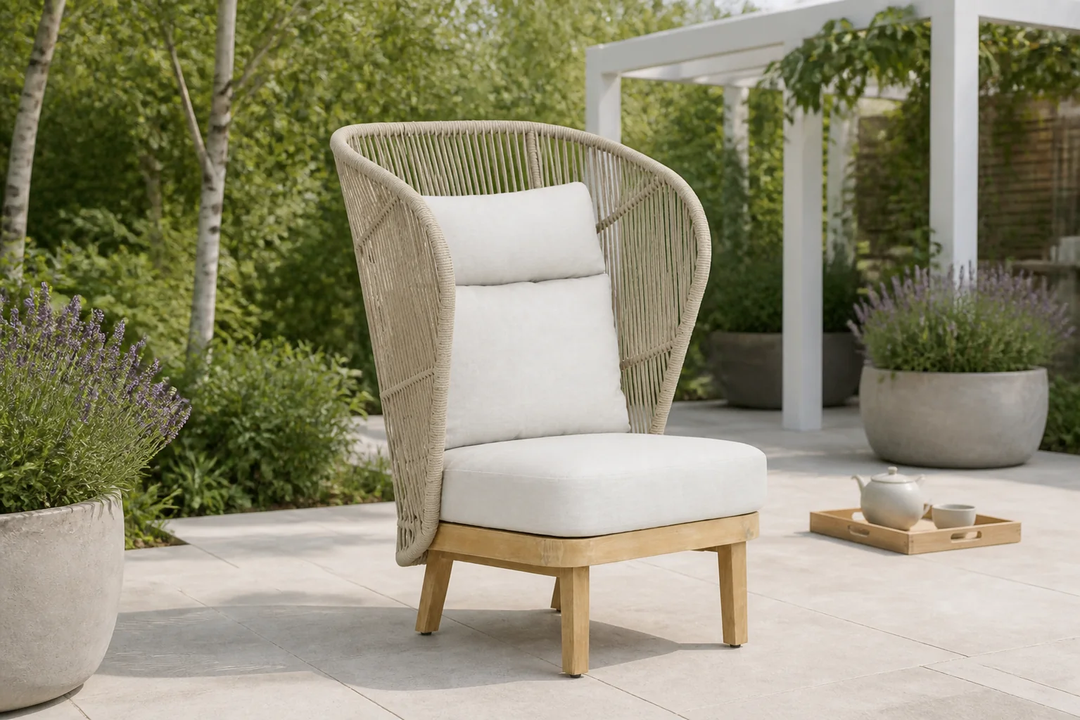 Sfeerfoto van Coco Napoli lounge tuinstoel – Naturel teak