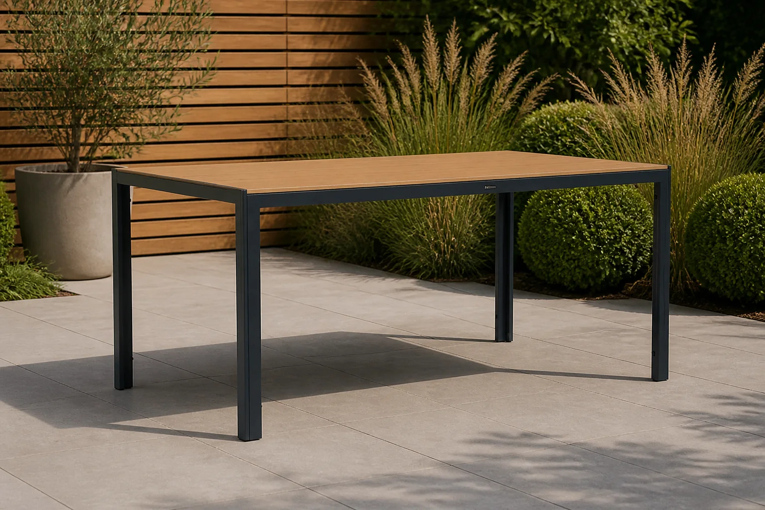 Sfeerfoto van Lifestyle Garden Furniture Creta dining tuintafel 160×90 cm – Grijs-antraciet