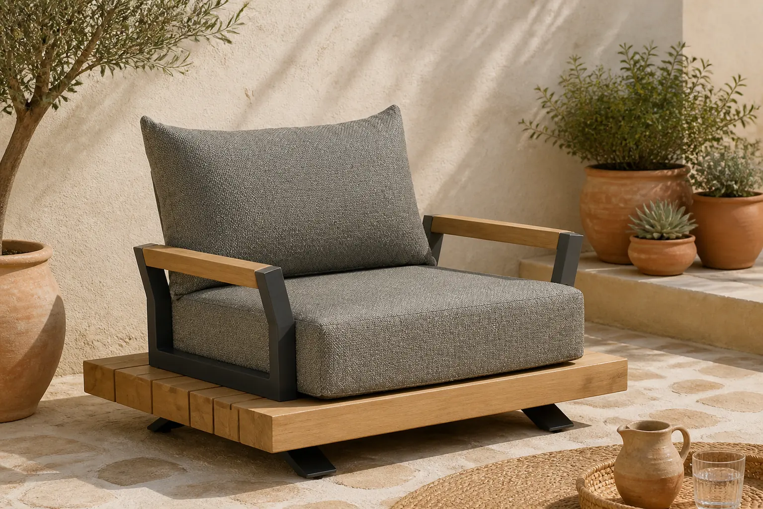 Sfeerfoto van Santika Furniture Supreme lounge tuinstoel – Taupe-naturel-bruin