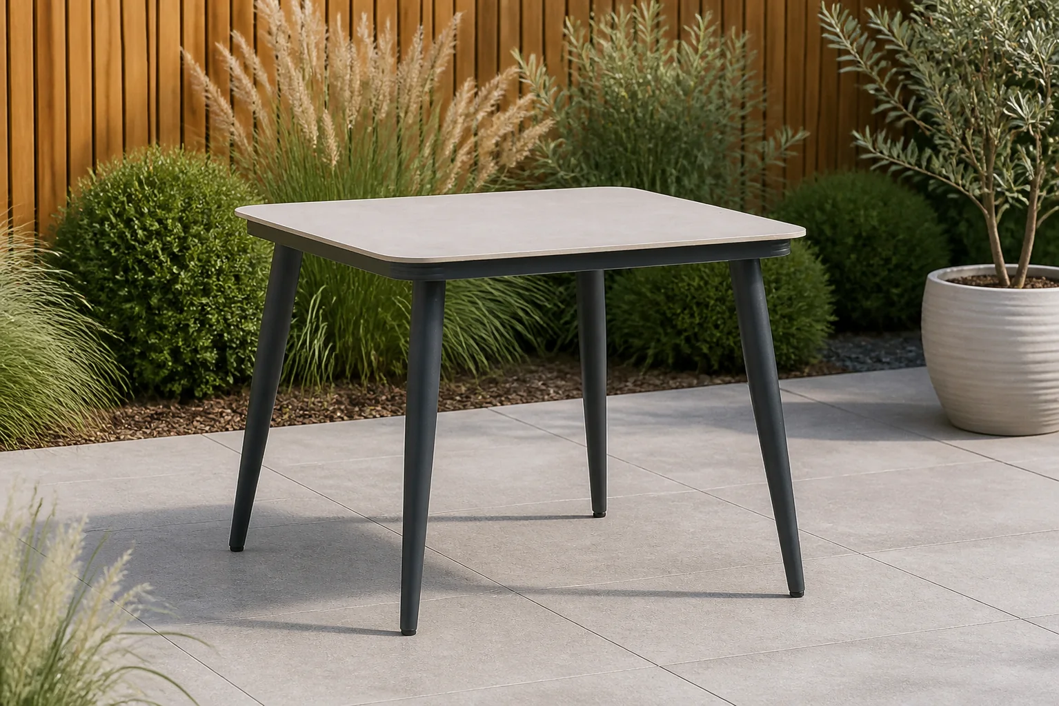 Sfeerfoto van Coco Vienna dining tuintafel 90 x 90 cm – Grijs-antraciet