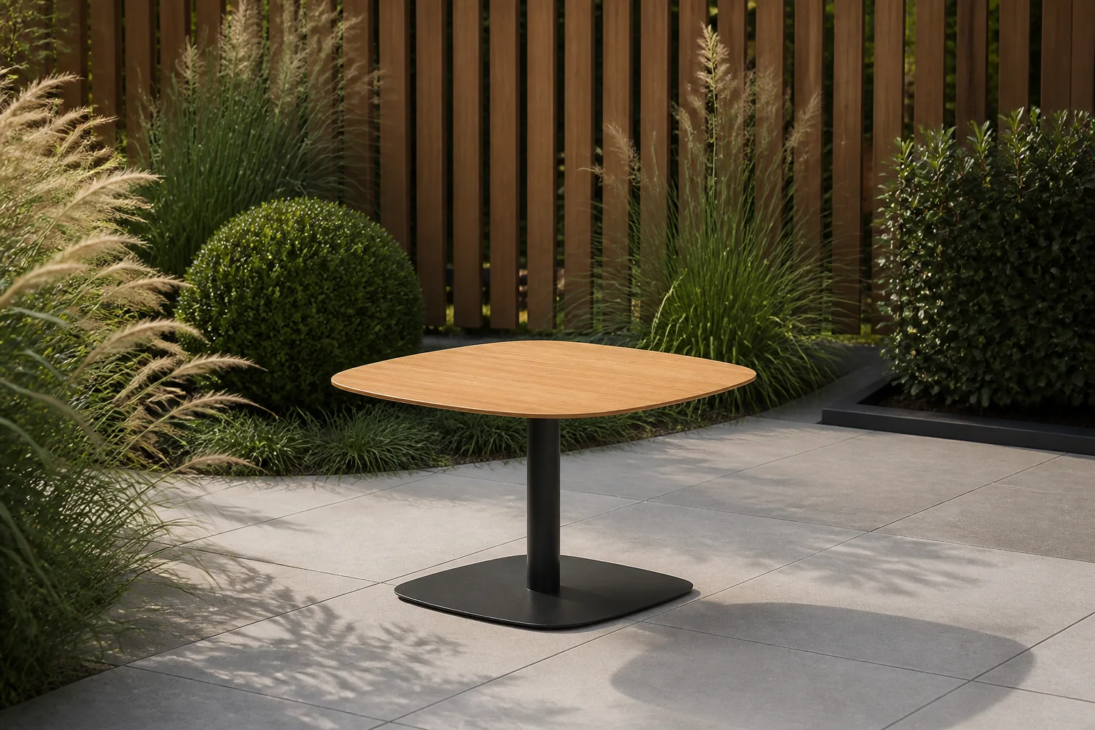 Sfeerfoto van Garden impressions Leon Bijzettafel Licht Teak Look 70x70x43 cm – bruin;grijs