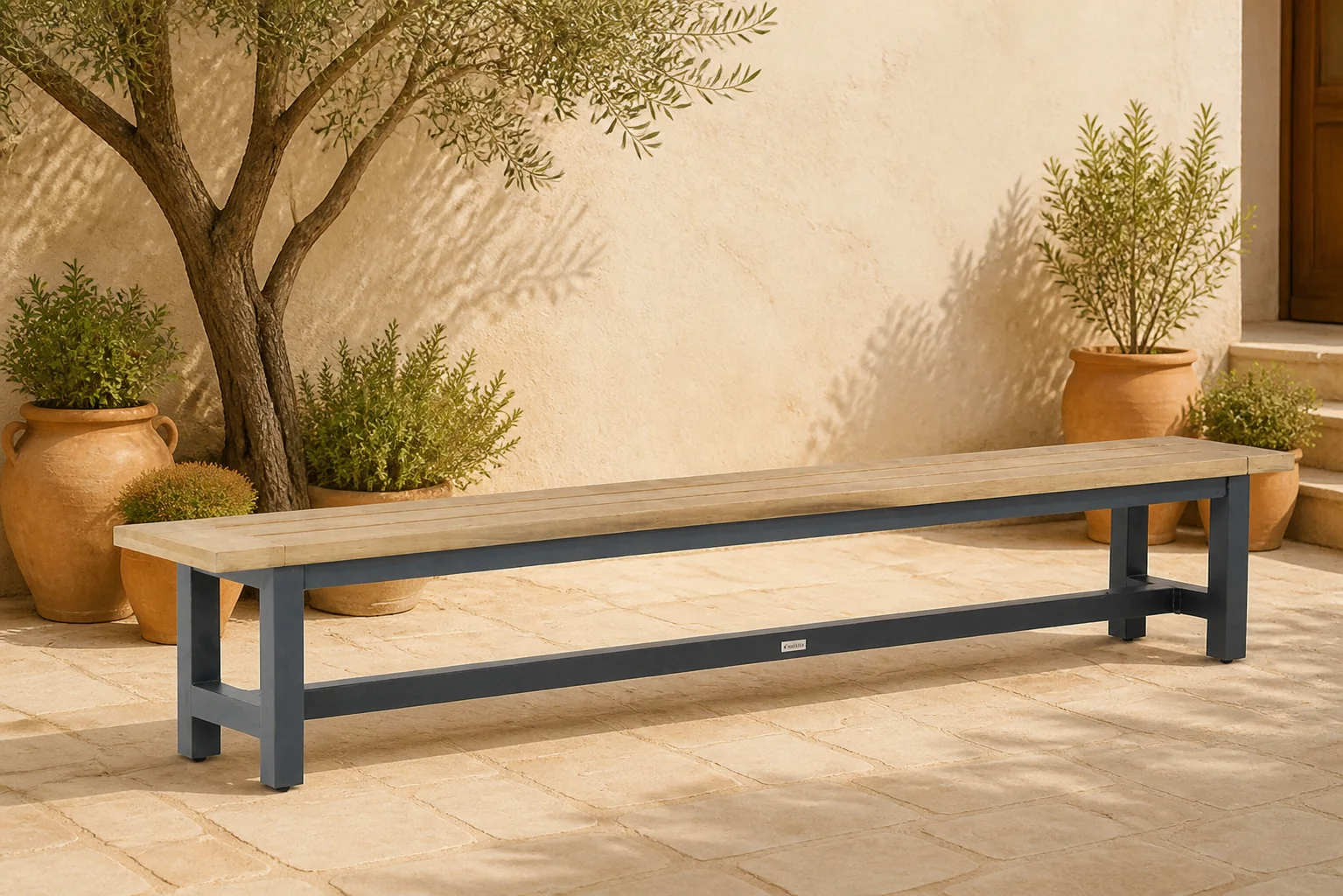 Sfeerfoto van Lifestyle Garden Furniture San Francisco picknickbank 260 x 40 cm – Grijs-antraciet