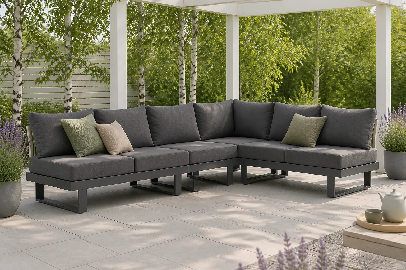 Sfeerfoto van Lifestyle Garden Furniture Lorenzo hoek loungeset 4-delig – Grijs-antraciet