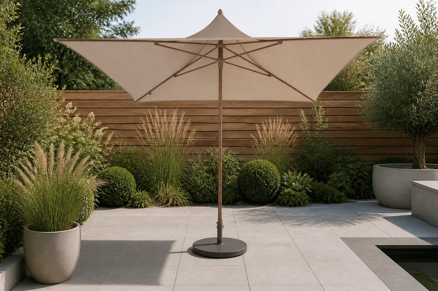 Sfeerfoto van 4 Seasons Outdoor | Vivenda 270 x 270 cm | Woodlook Frame Sand