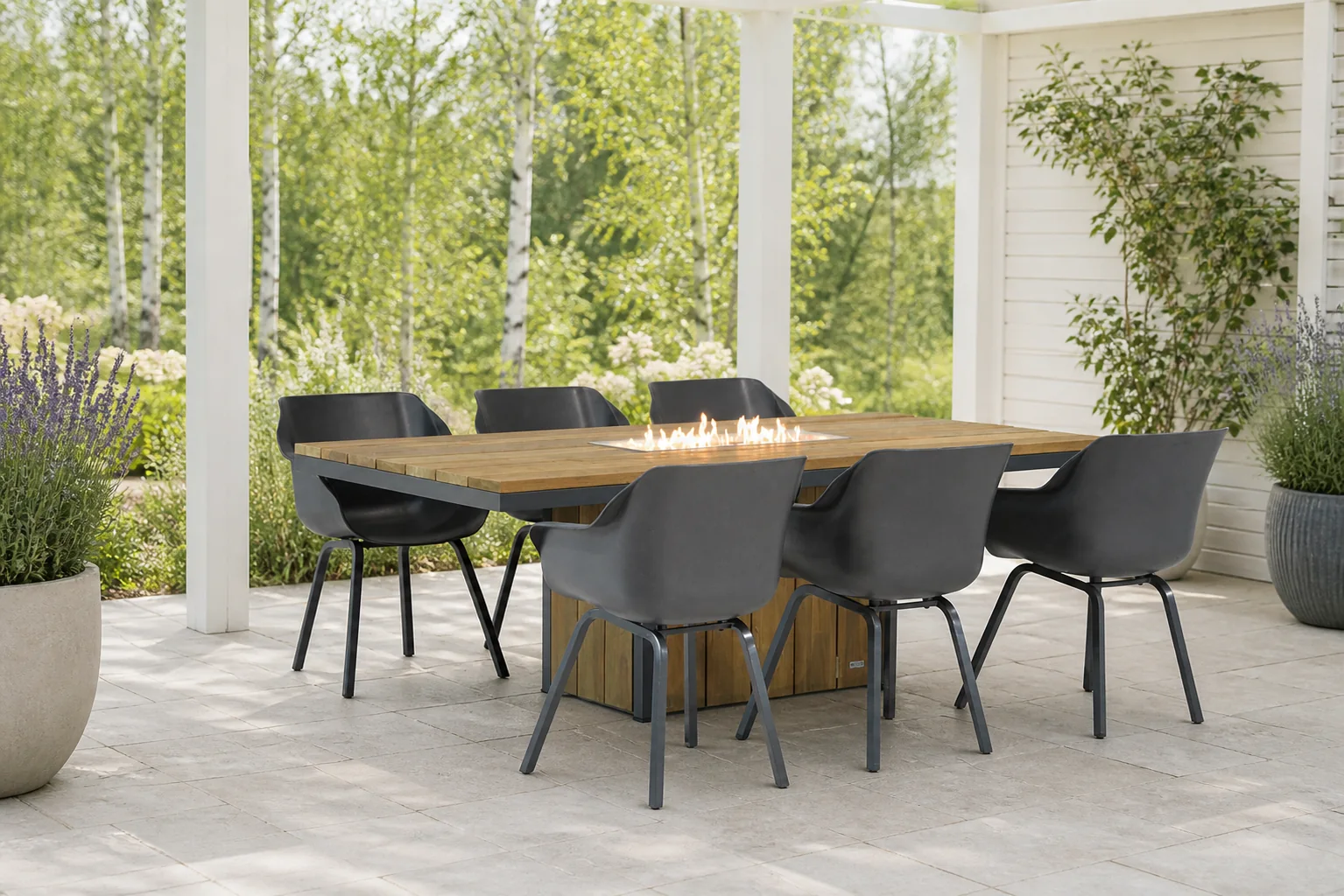 Sfeerfoto van Hartman Sophie element/Seaside 220 cm dining tuinset 7-delig – Grijs-antraciet