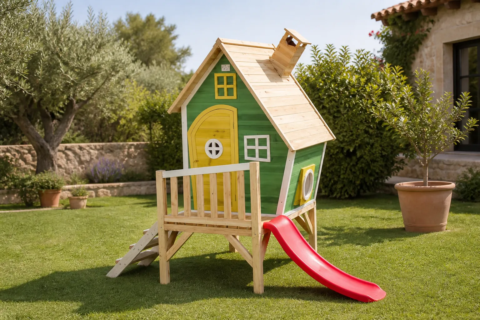 Sfeerfoto van Exit Toys Fantasia 300 EXIT Fantasia 300 houten speelhuis – Groen