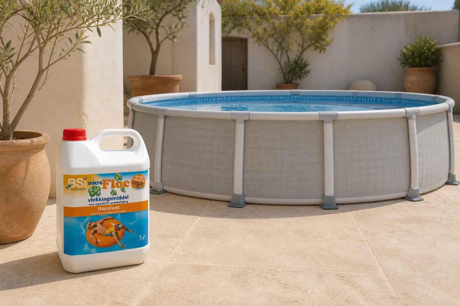 Sfeerfoto van Bsi Micro floc 5 liter Zwembadonderhoud