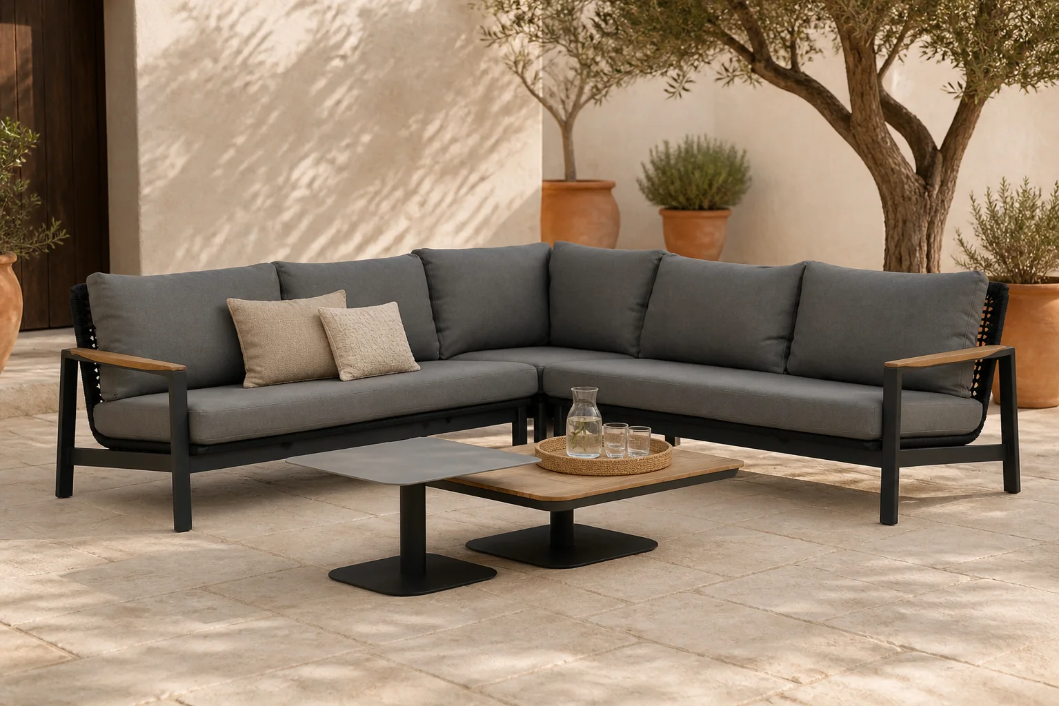 Sfeerfoto van Coco Ralph hoek loungeset 5-delig – Grijs-antraciet