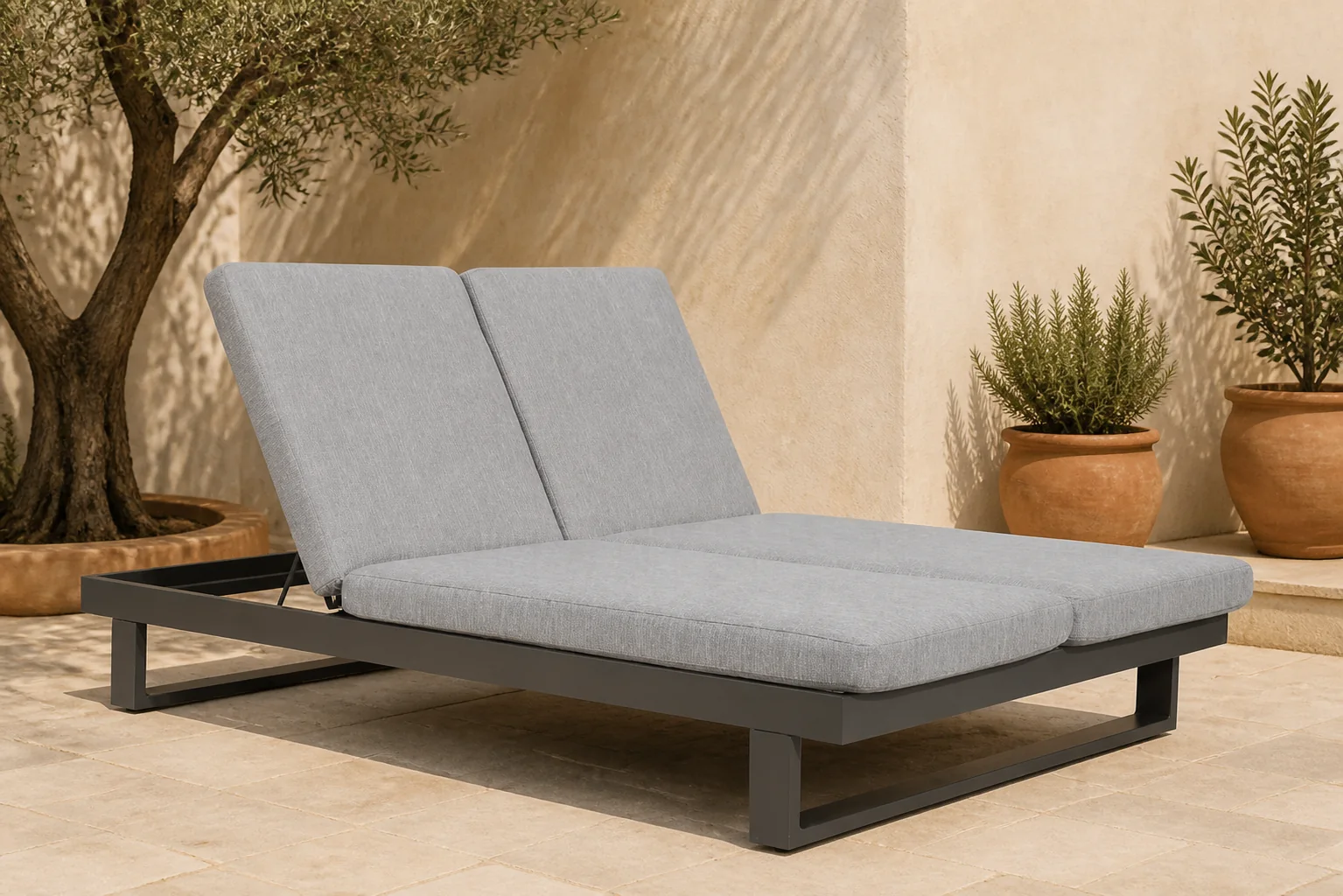 Sfeerfoto van Lifestyle Garden Furniture Massimo ligbed met kussen antraciet/earth – Grijs-antraciet