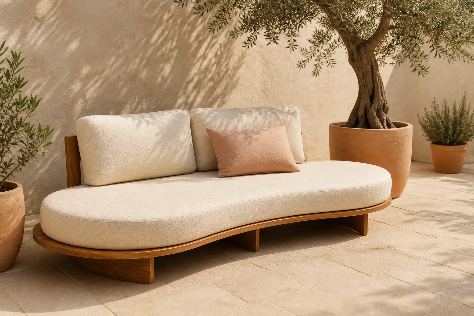 Sfeerfoto van Studio LIVIT loungebank Molona teak – beige