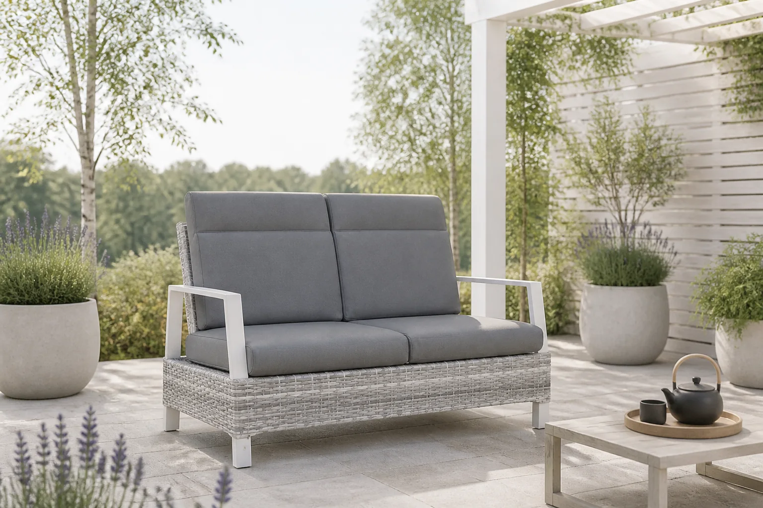 Sfeerfoto van Trestino Rovereto 2-zits Loungebank 87 x 103 cm – grijs;wit