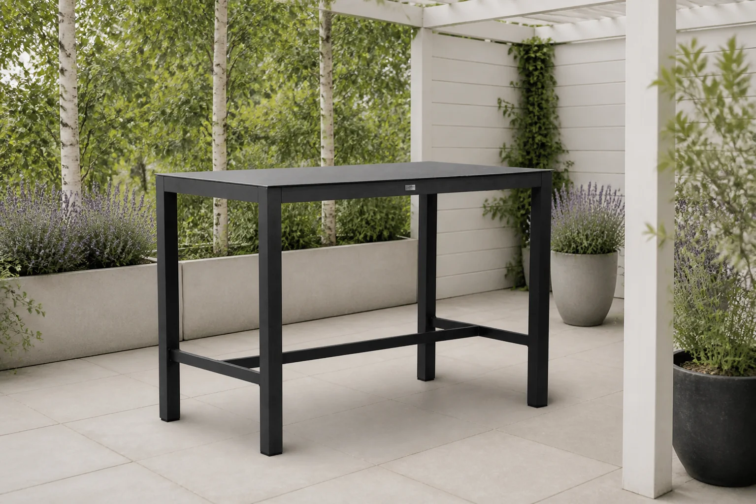 Sfeerfoto van Lifestyle Garden Furniture Brandon bartafel 150 x 80 cm antraciet – Grijs-antraciet
