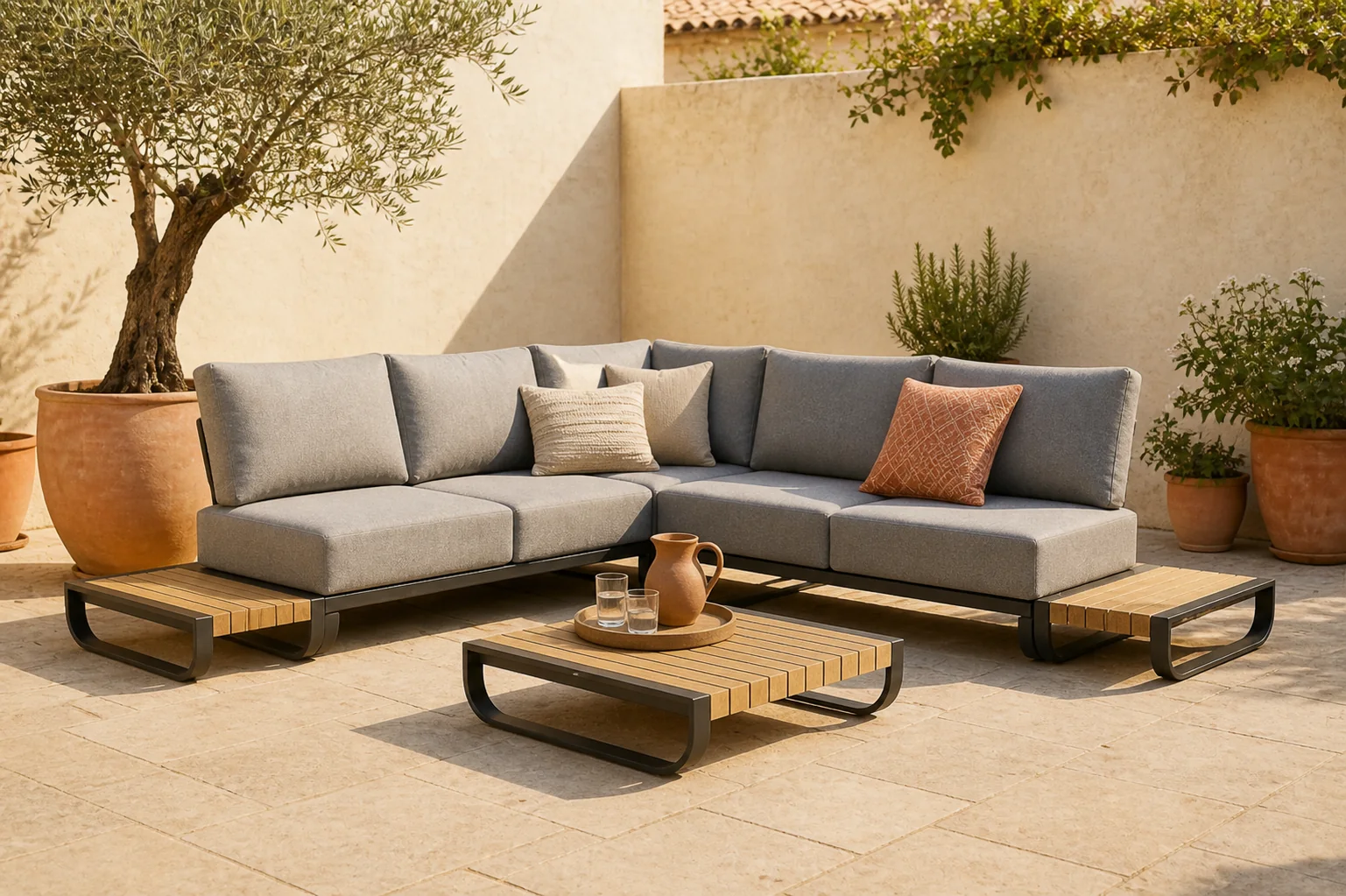 Sfeerfoto van Lifestyle Garden Furniture Venice hoek loungeset 6-delig – Grijs-antraciet
