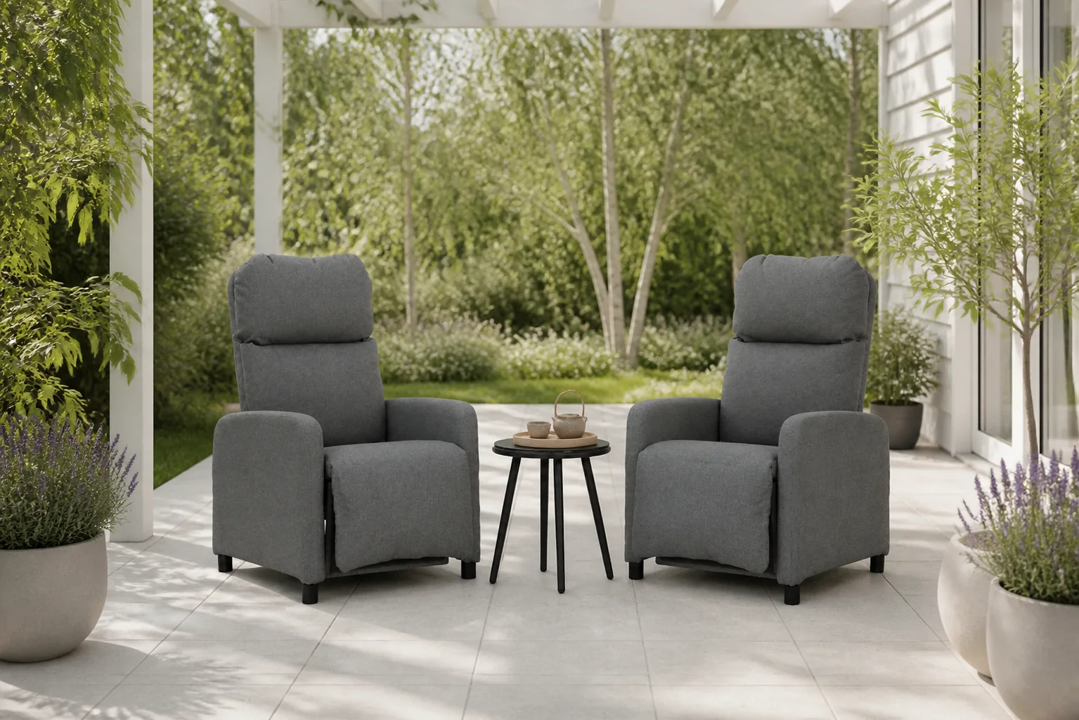 Sfeerfoto van Lifestyle Garden Furniture Real bistro tuinset 3-delig verstelbaar – Transparant