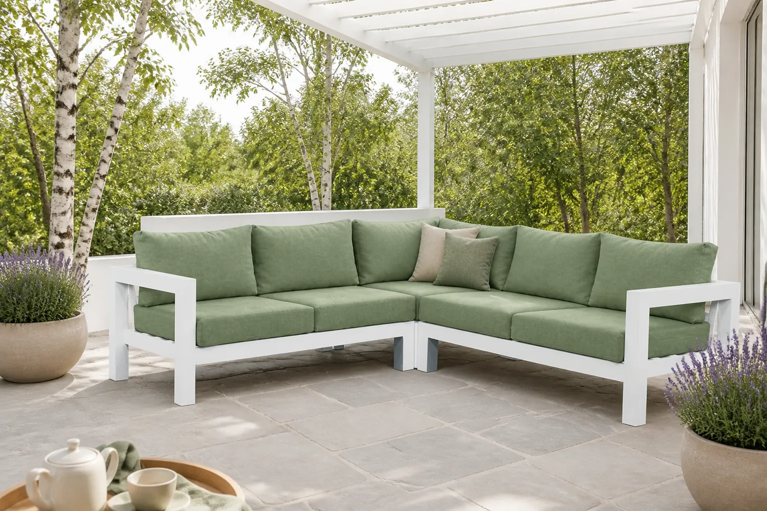 Sfeerfoto van Lifestyle Garden Furniture Luca hoek loungeset 3-delig – Wit