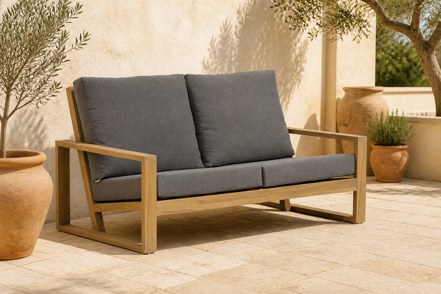 Sfeerfoto van Lifestyle Garden Furniture Pure Island lounge tuinbank 2-zits – Old teak greywash