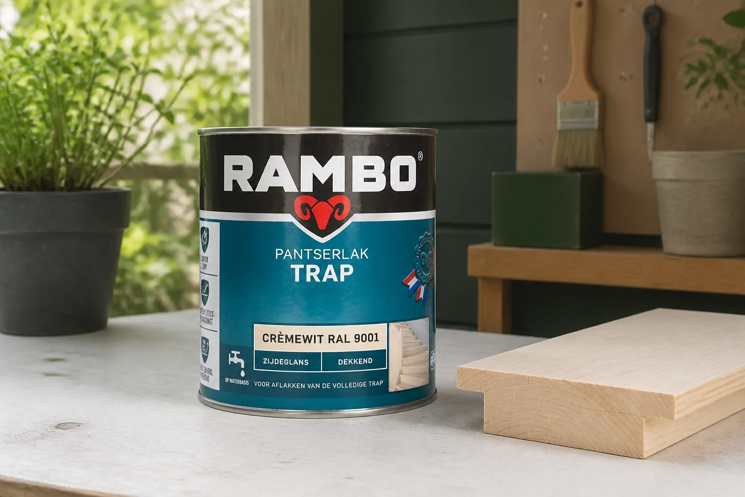 Sfeerfoto van Rambo Pantserlak trap dek zg 9001 0,75l – beige