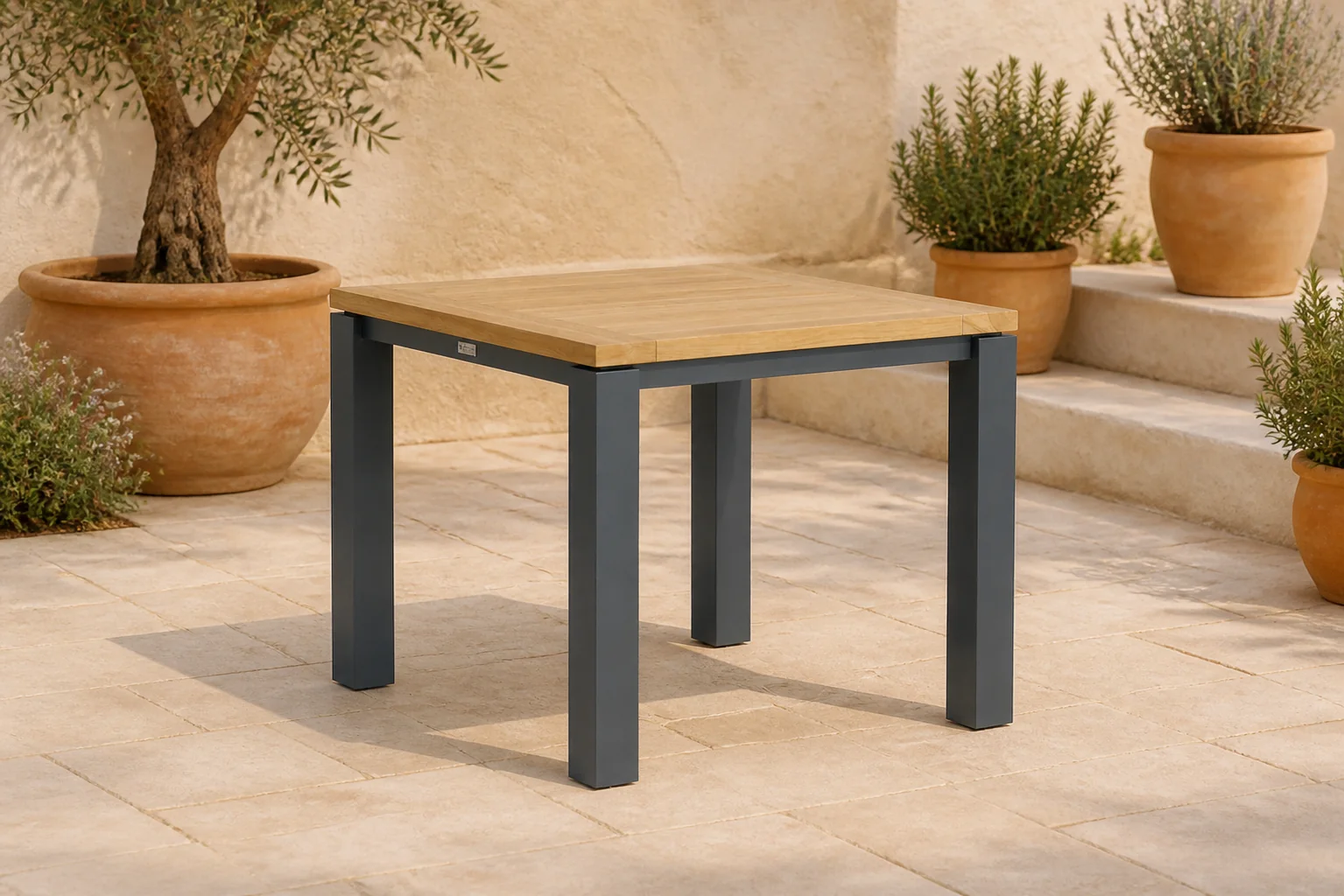 Sfeerfoto van Garden Collections Lifestyle Veneto dining tuintafel 90 x 90 cm – Old teak greywash