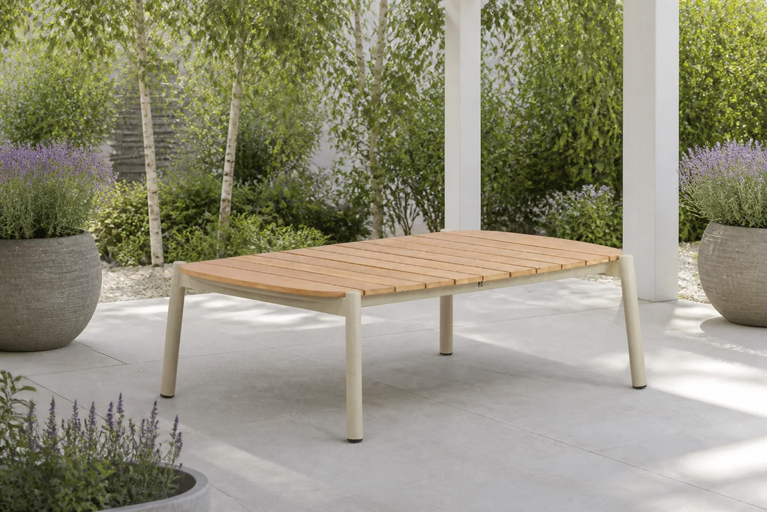 Sfeerfoto van Santika Furniture Coco Sevilla lounge tuintafel 120 x 76 cm – Taupe-naturel-bruin