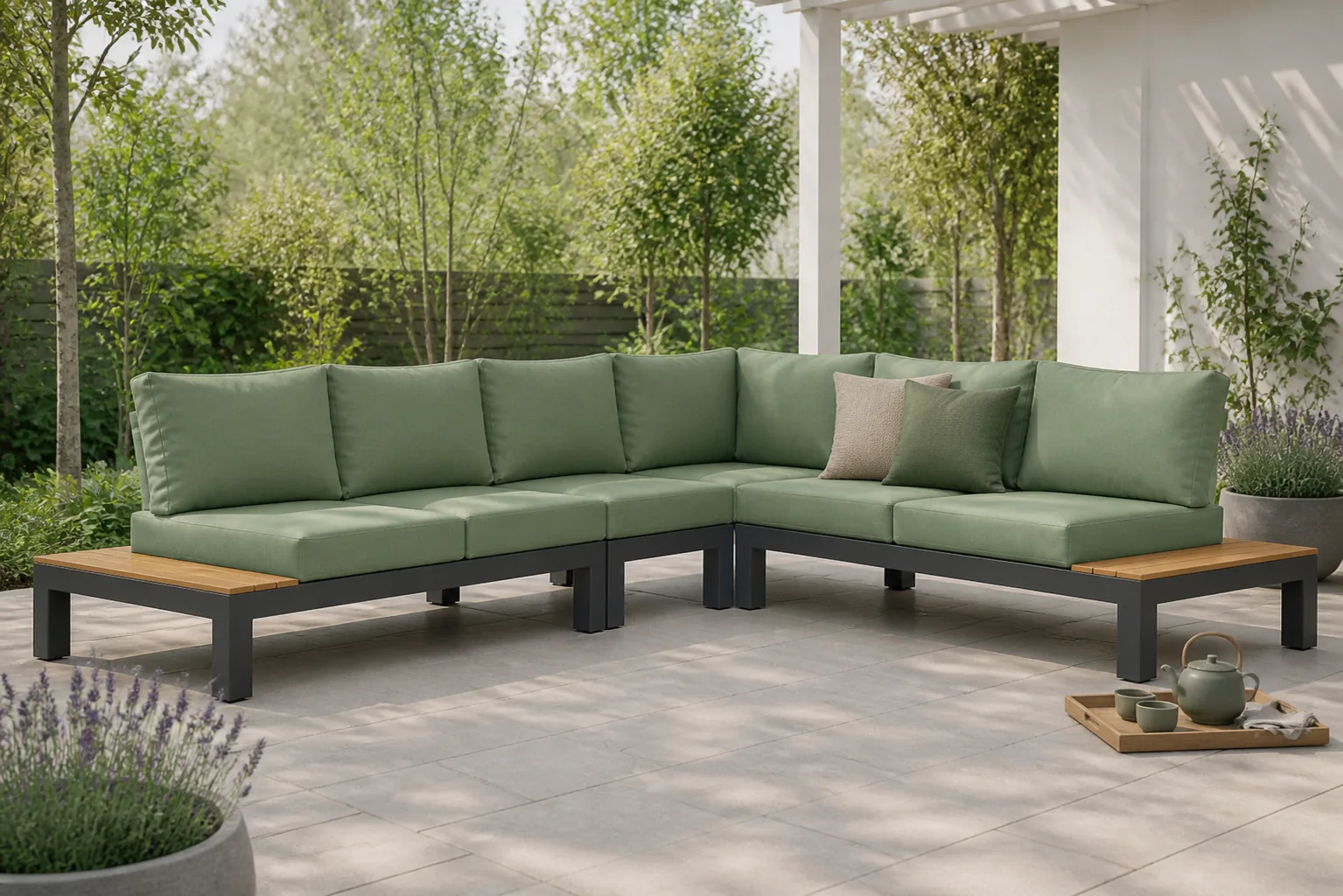 Sfeerfoto van Lifestyle Garden Furniture Vittoria hoek loungeset 4-delig – Grijs-antraciet