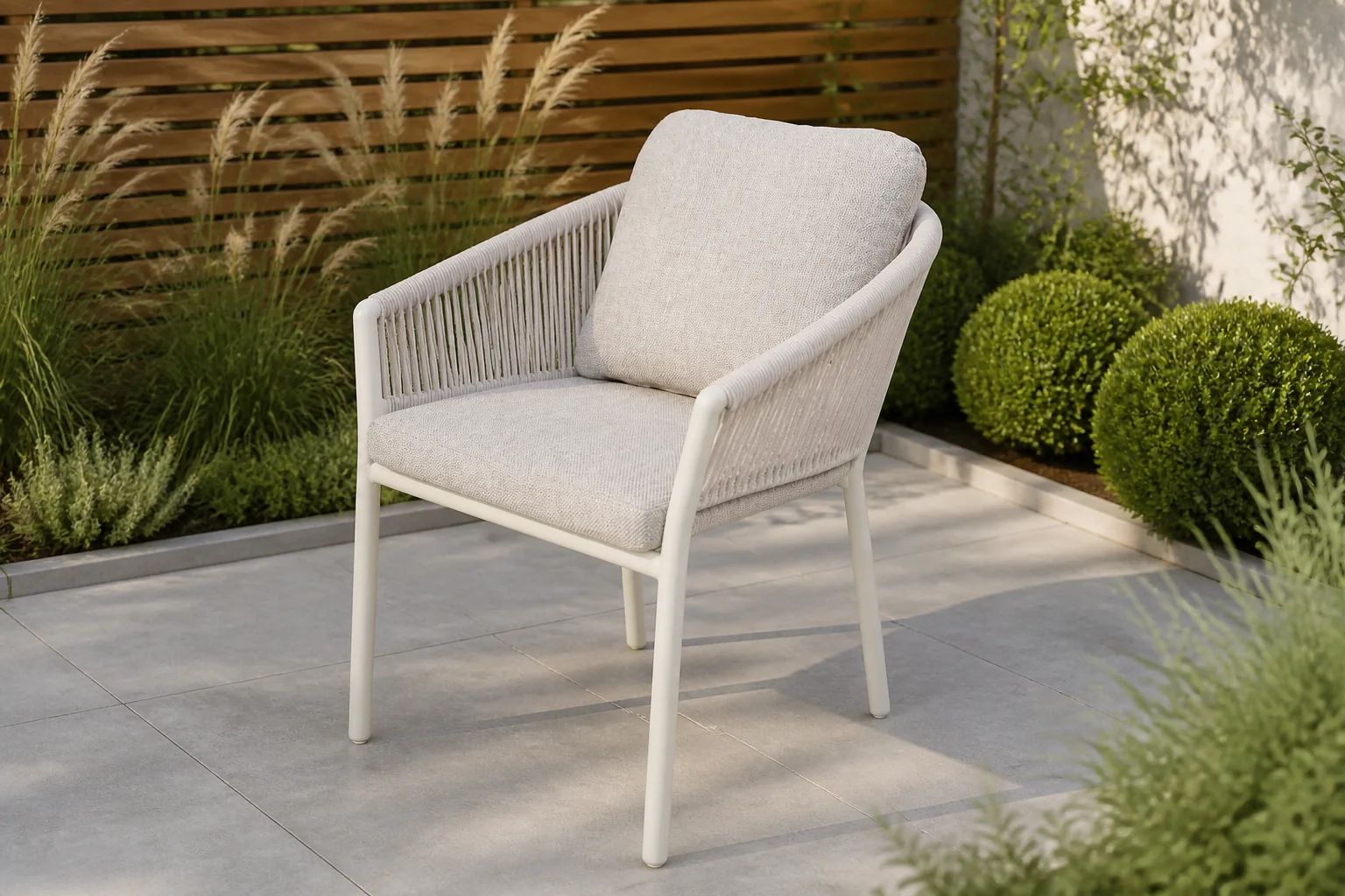 Sfeerfoto van Oosterik home Lakeshore dining stoel sunny creme – beige