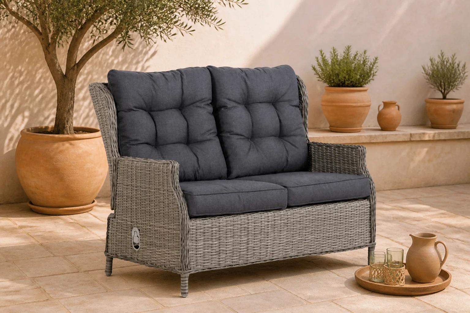 Sfeerfoto van Garden Collections New Castle lounge tuinbank 2-zits verstelbaar – Grijs-antraciet