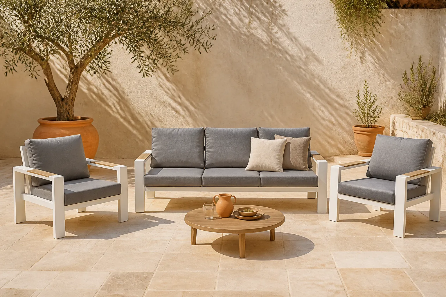 Sfeerfoto van Buitengewoon de boet Benton Loungeset 3 dlg. Wit
