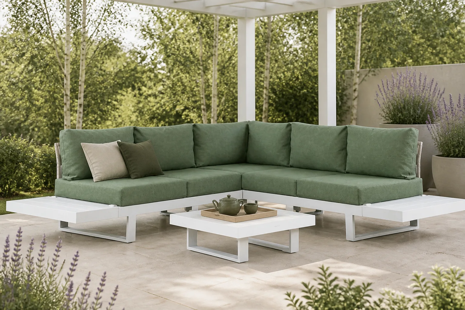 Sfeerfoto van Lifestyle Garden Furniture Lorenzo hoek loungeset 6-delig – Wit