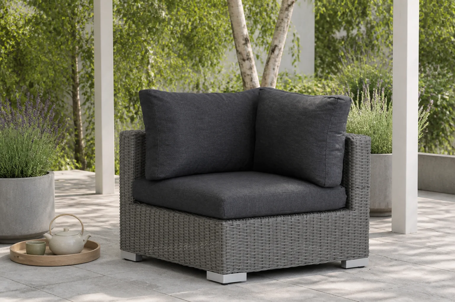 Sfeerfoto van Garden Collections Cuba hoek module off black – Transparant
