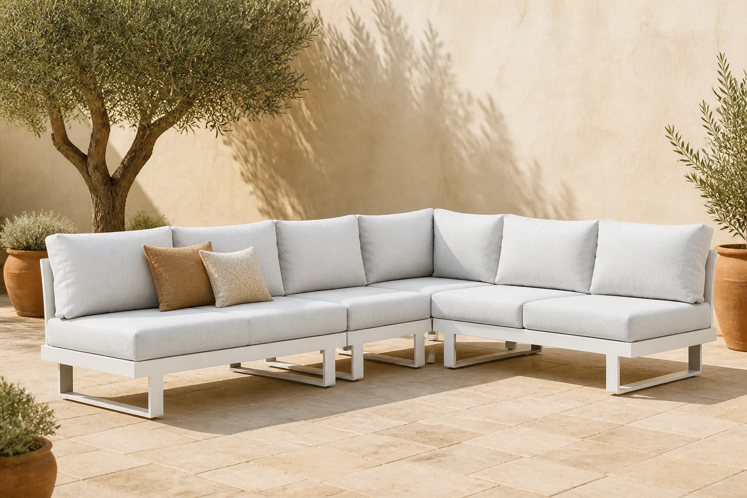 Sfeerfoto van Lifestyle Garden Furniture Lorenzo hoek loungeset 4-delig – Wit