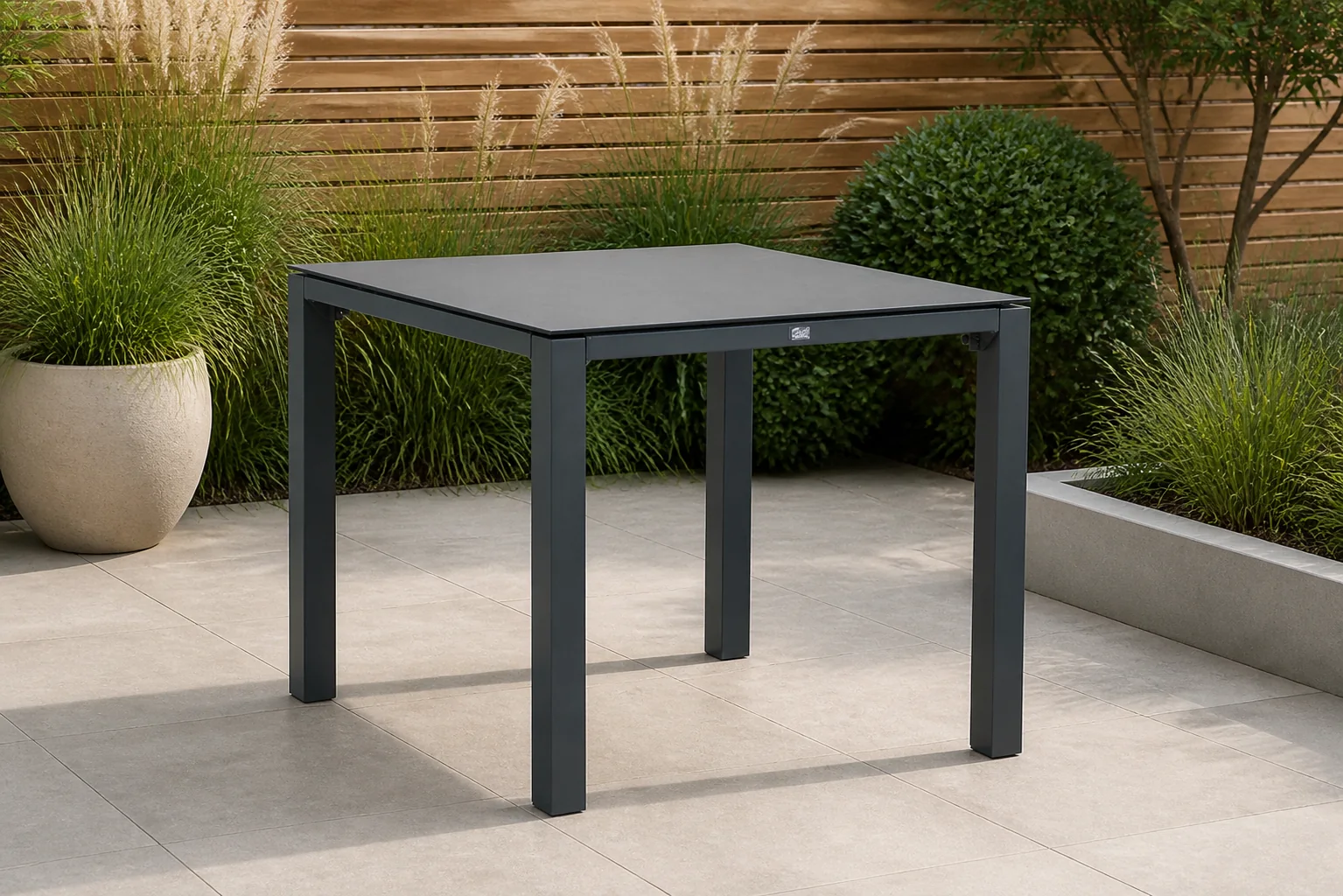 Sfeerfoto van Presto Mateo dining tuintafel 90 x 90 cm – Grijs-antraciet