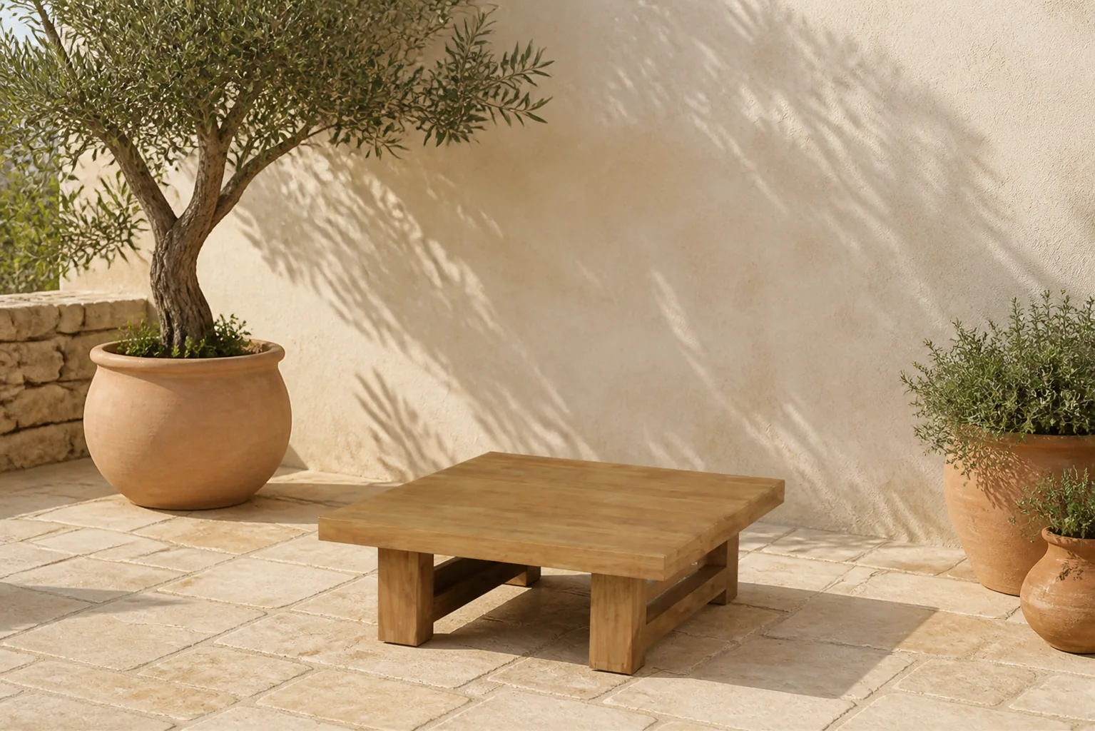 Sfeerfoto van Max luuk Thomas coffee table 110x110x43 cm teak Max&Luuk – hout