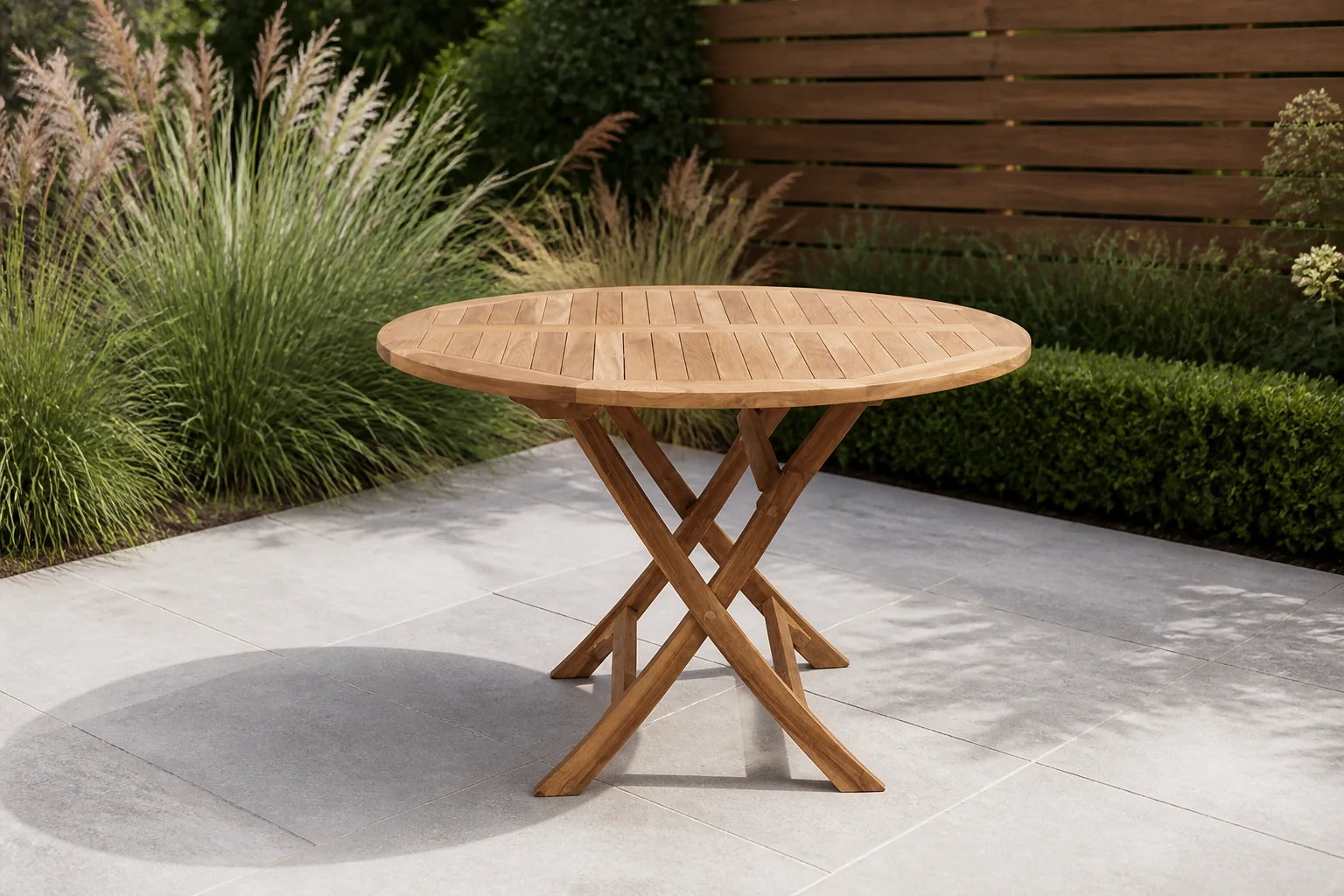 Sfeerfoto van Buitengewoon de boet Teak klaptafel Sanana II 80cm – hout