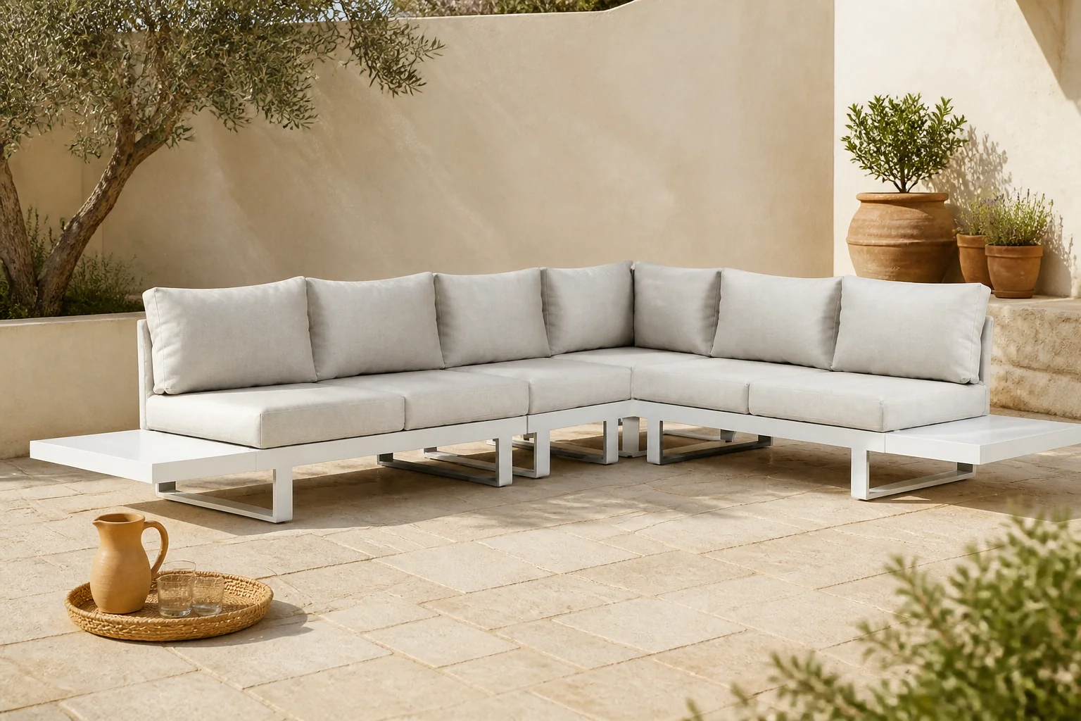 Sfeerfoto van Lifestyle Garden Furniture Lorenzo hoek loungeset 6-delig – Wit