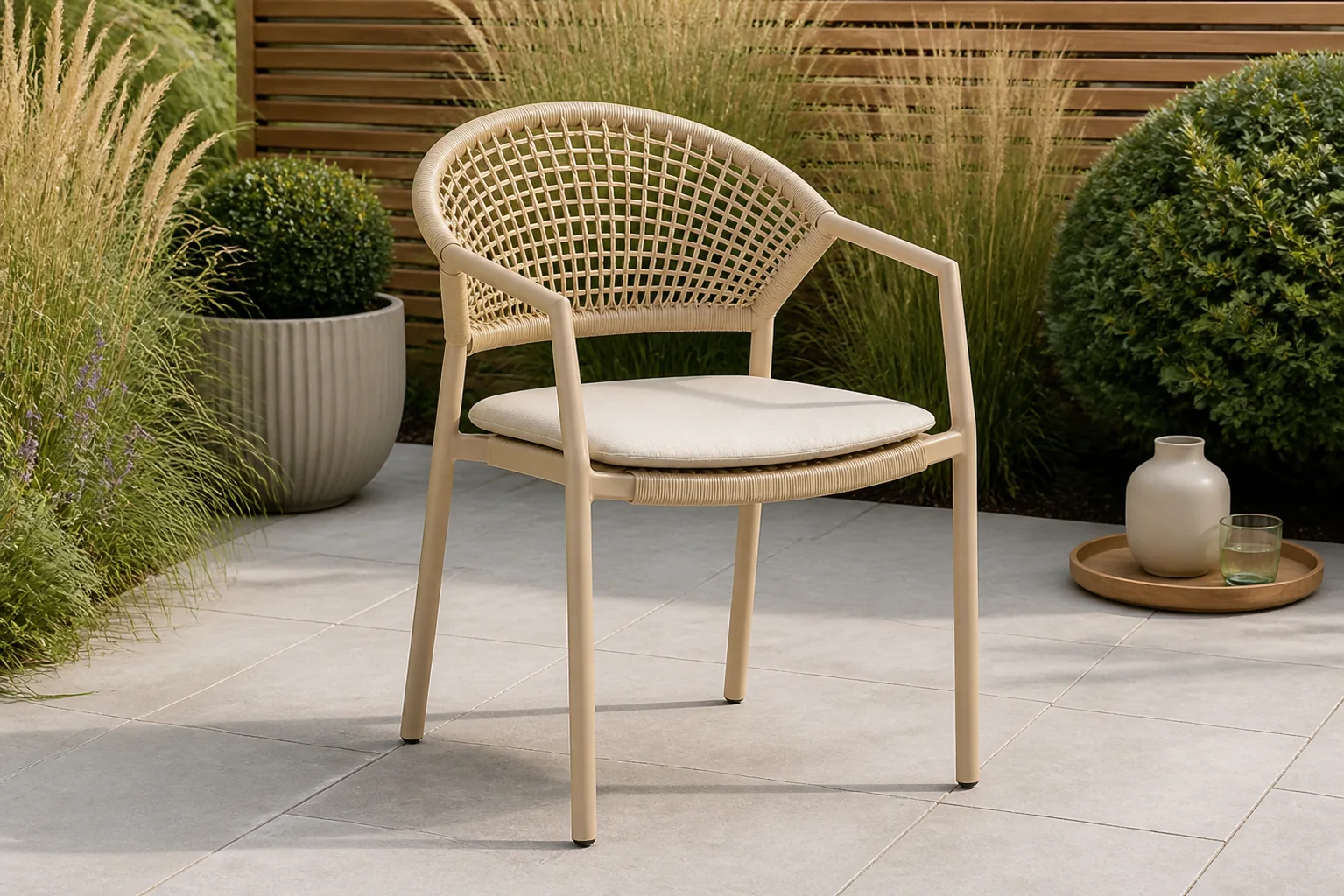 Sfeerfoto van Hartman Taragona Stacking chair cappuccino – Taupe-naturel-bruin