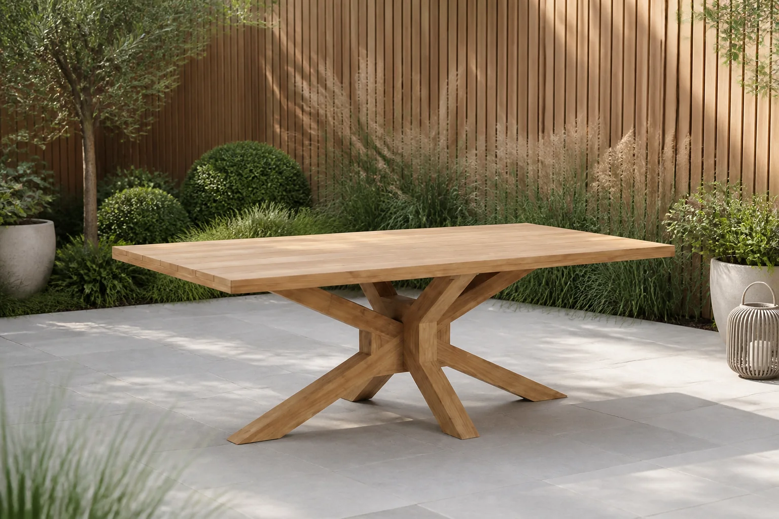 Sfeerfoto van BUITEN living Napoli dining tuintafel 6 personen | teakhout | Natural Teak | 250cm
